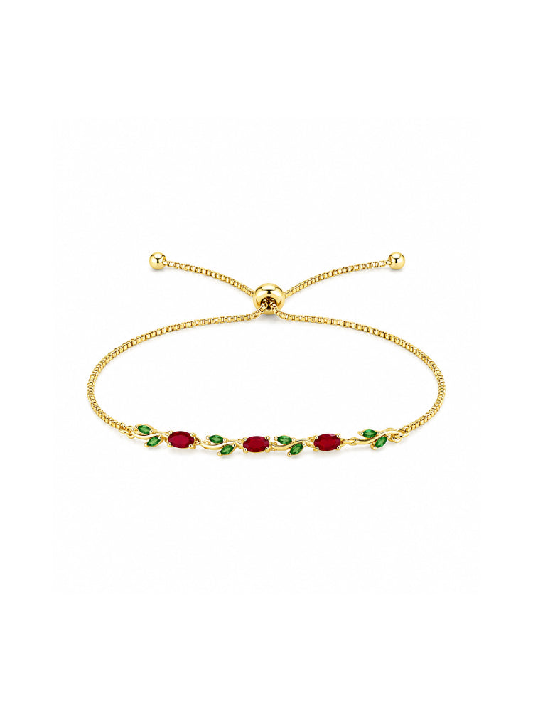 Pulsera Jardín Rubí Dorada