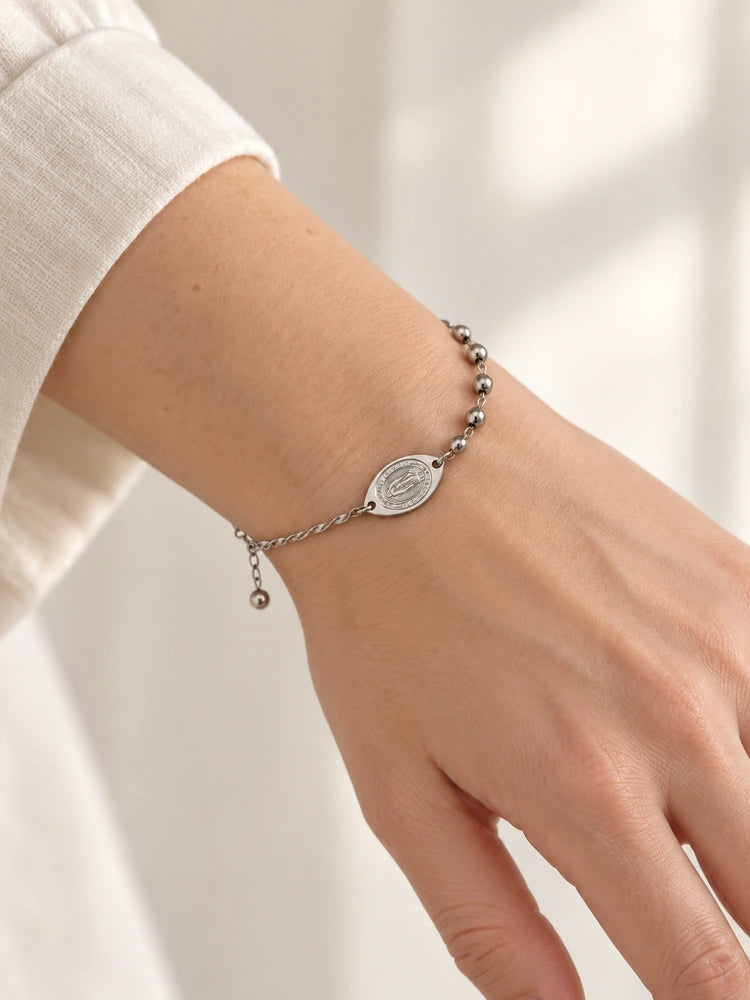 Pulsera Medalla de Fe Plateada