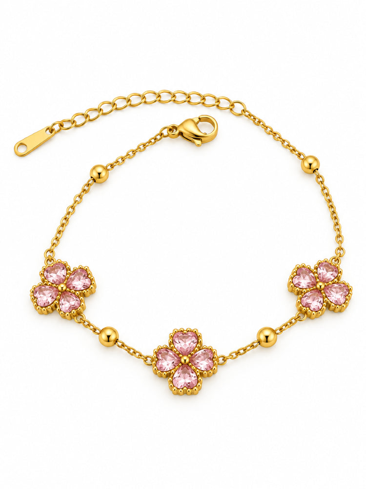 Pulsera Tréboles Rosa Brillante