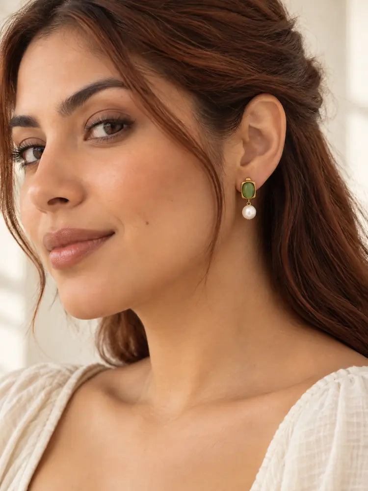 Aretes Perla Verde
