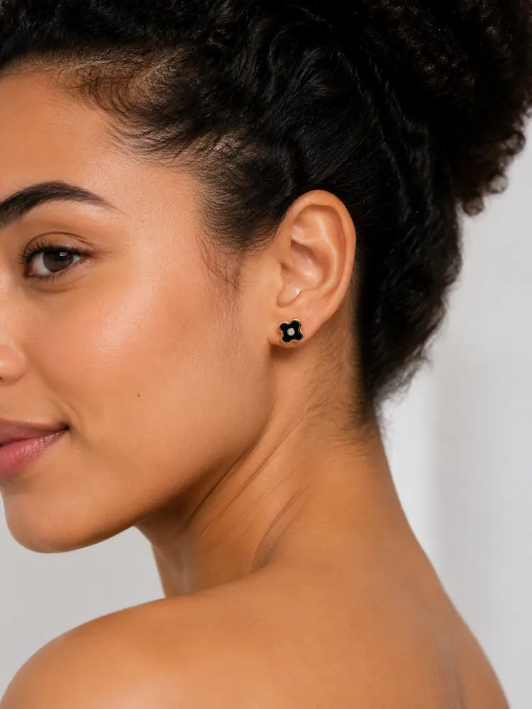 Aretes Ortopédicos Trébol Negro