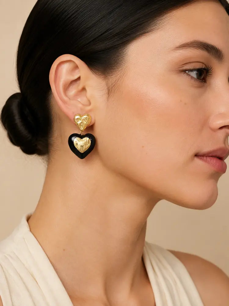 Aretes Corazón Ébano