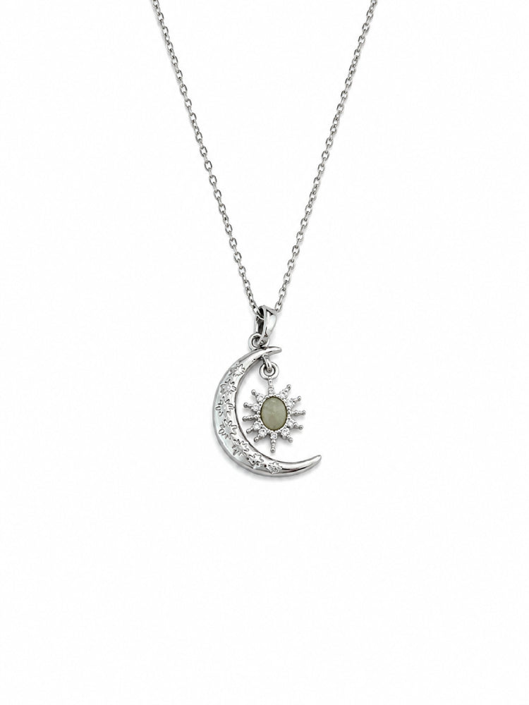 Cadena Luna y Sol Plateada