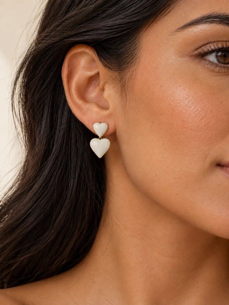 Aretes Doble Amor blancos