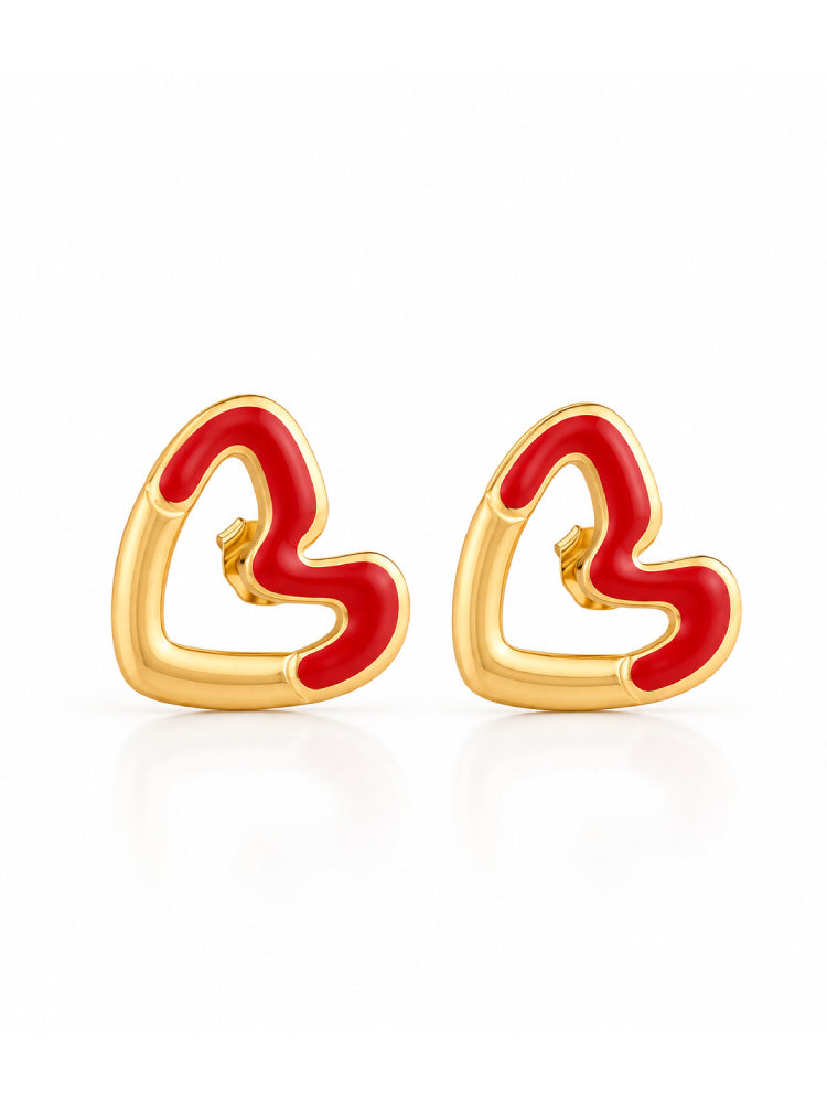 Aretes Corazón Rojo