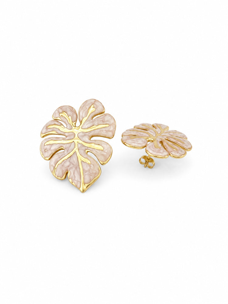 Aretes Hoja Tropical Perla