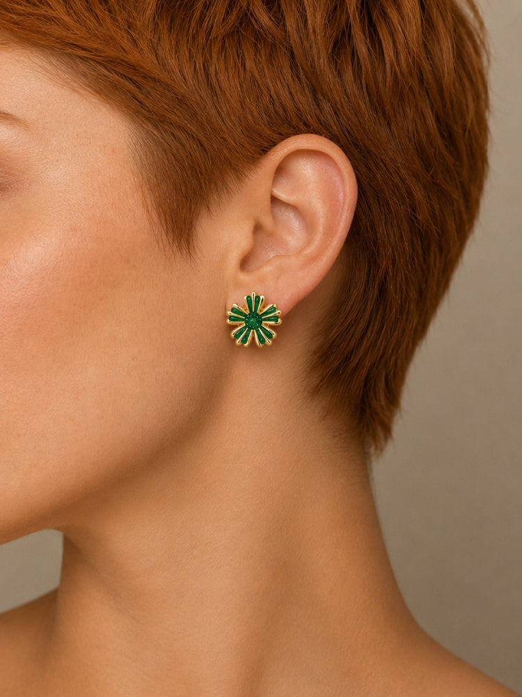 Aretes Flor Aurora Verde