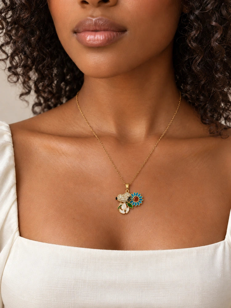 Collar Snoopy Flor Azul