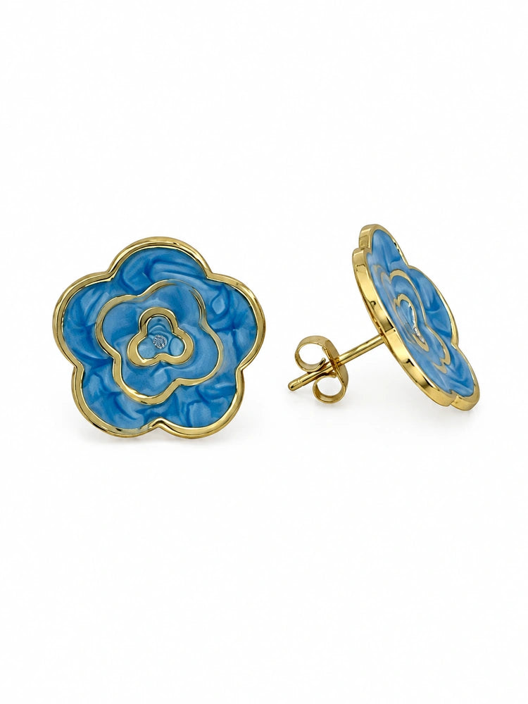 Aretes Flor Turquesa