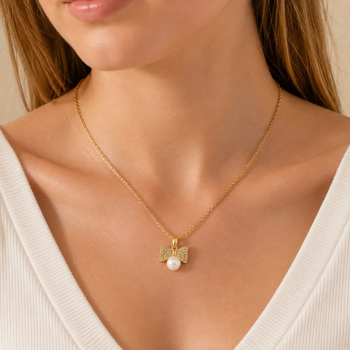 Collar Laso con perla