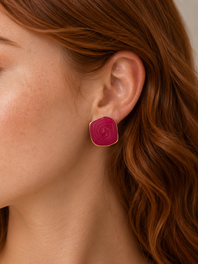 Aretes Ágata Fucsia