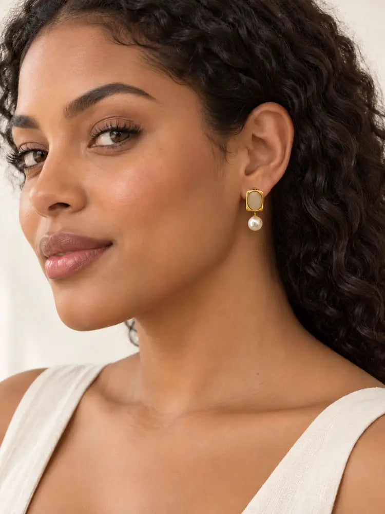 Aretes Perla Marfil
