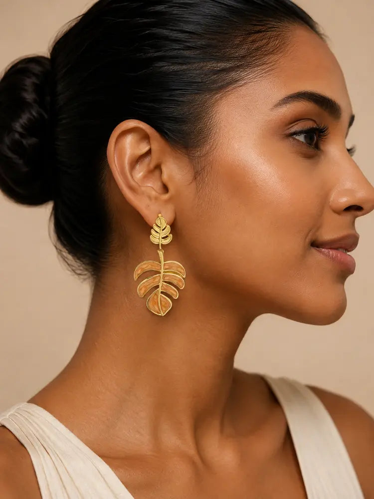 Aretes Hoja Ámbar