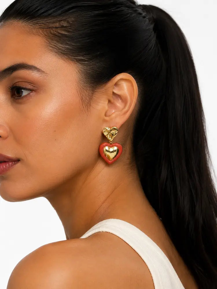 Aretes Corazón Coral