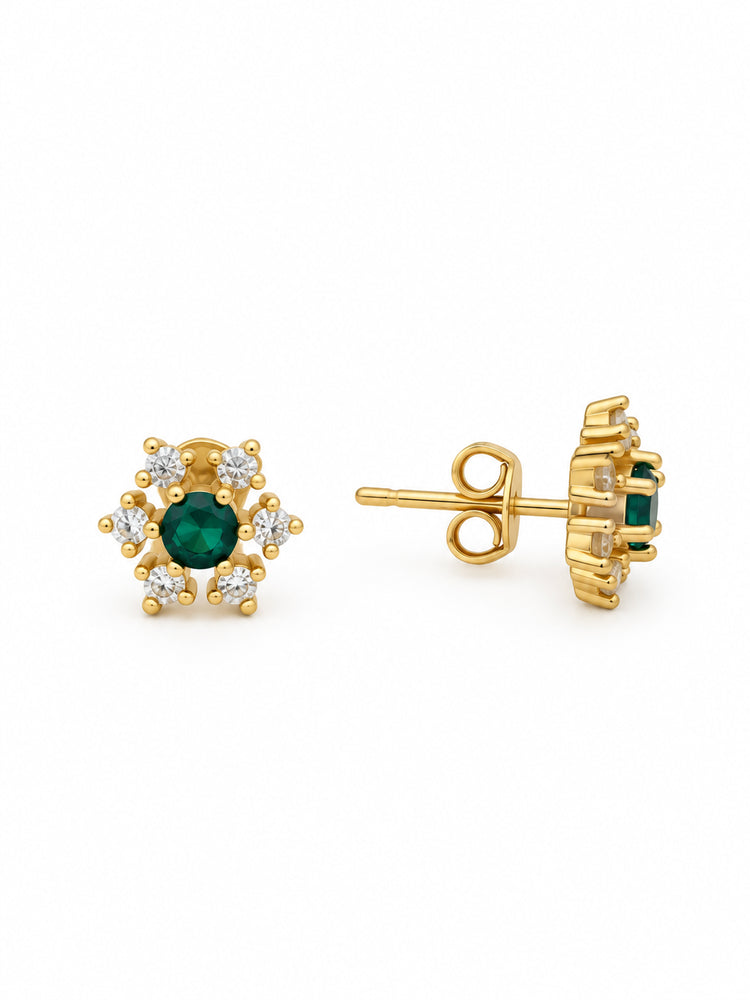 Aretes Flor Verde Radiante
