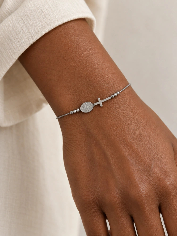 Pulsera Cruz y Medalla