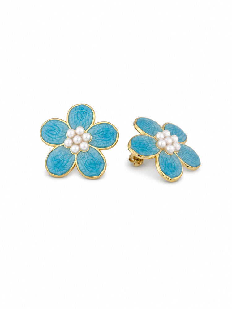 Aretes Flor Turquesa