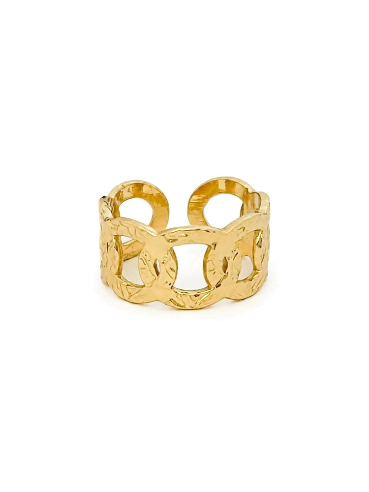 Anillo Ajustable Eslabones Texturizados