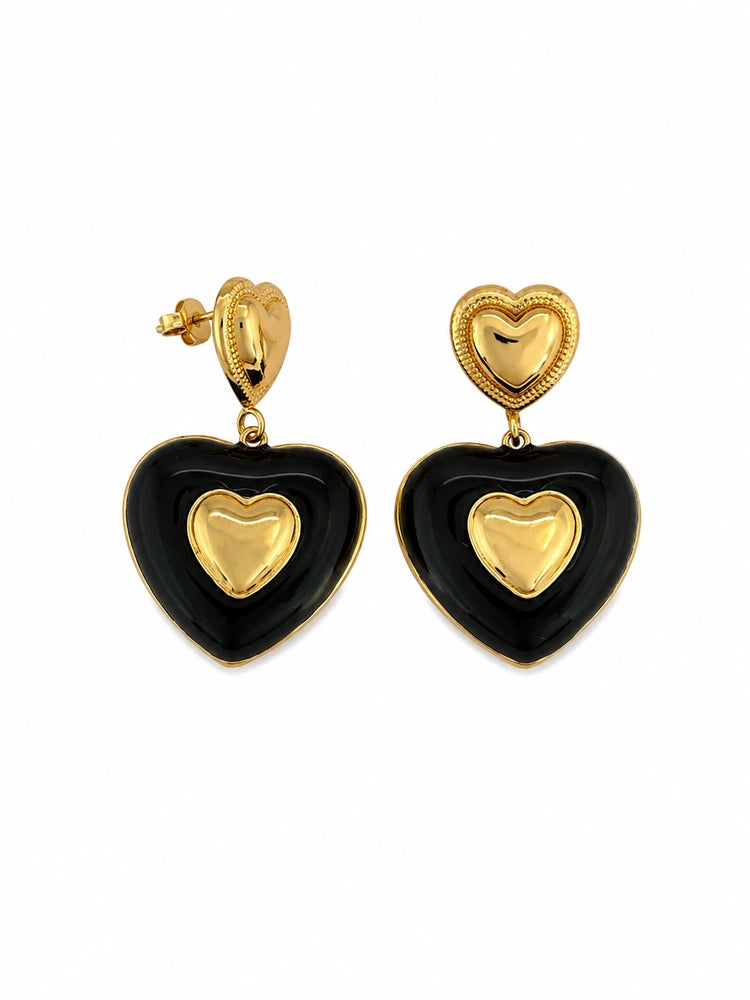 Aretes Corazón Negro