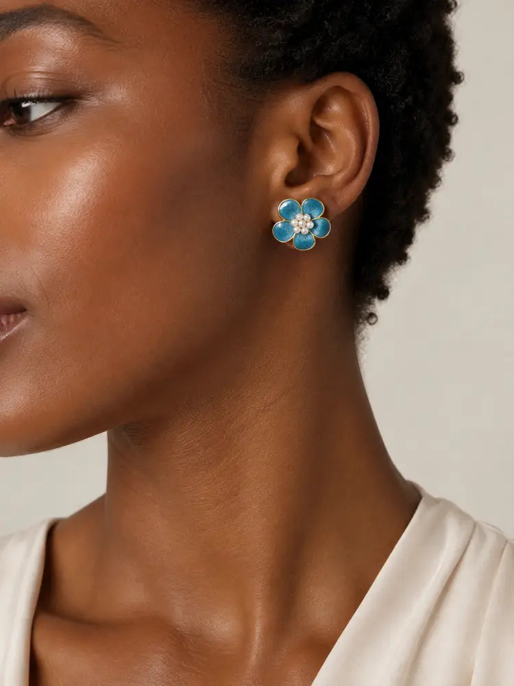 Aretes Flor Turquesa