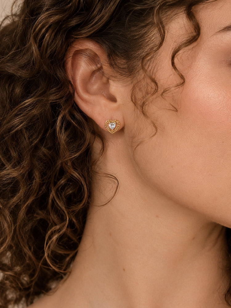 Aretes Corazón Encaje