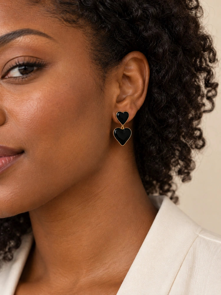 Aretes Doble Amor negros