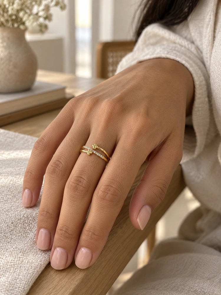 Anillo Flores Gemelas