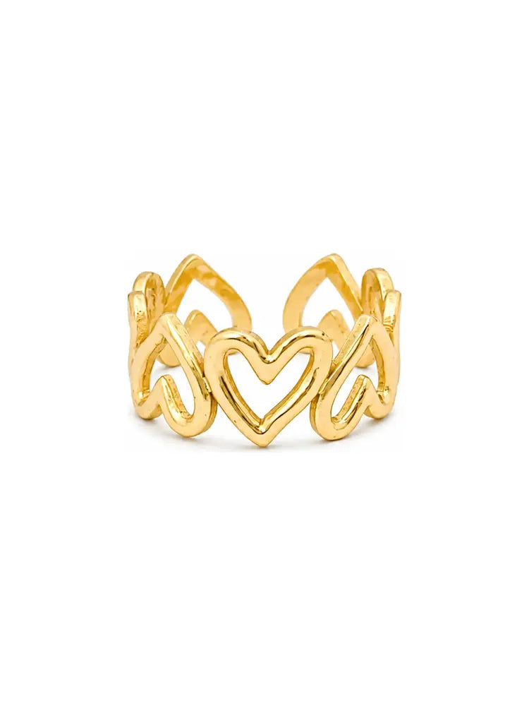 Anillo Ajustable Corazón Entrelazado Dorado