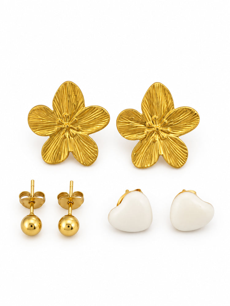 Set Flor y Corazón Dorado