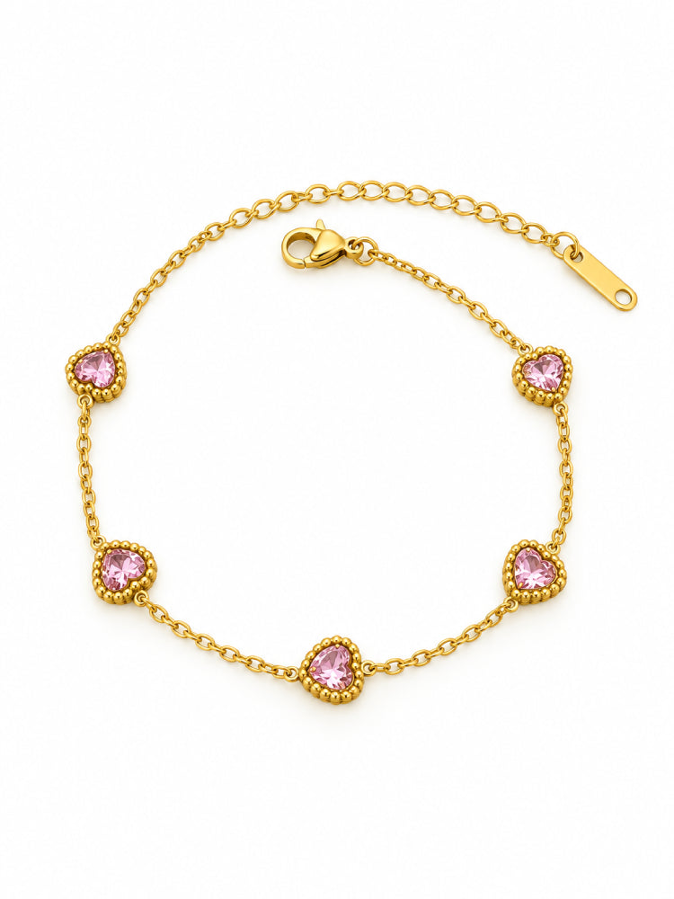 Pulsera Corazones Rosados