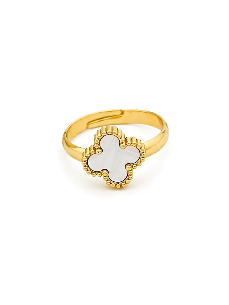 Anillo Ajustable Trébol Dorado