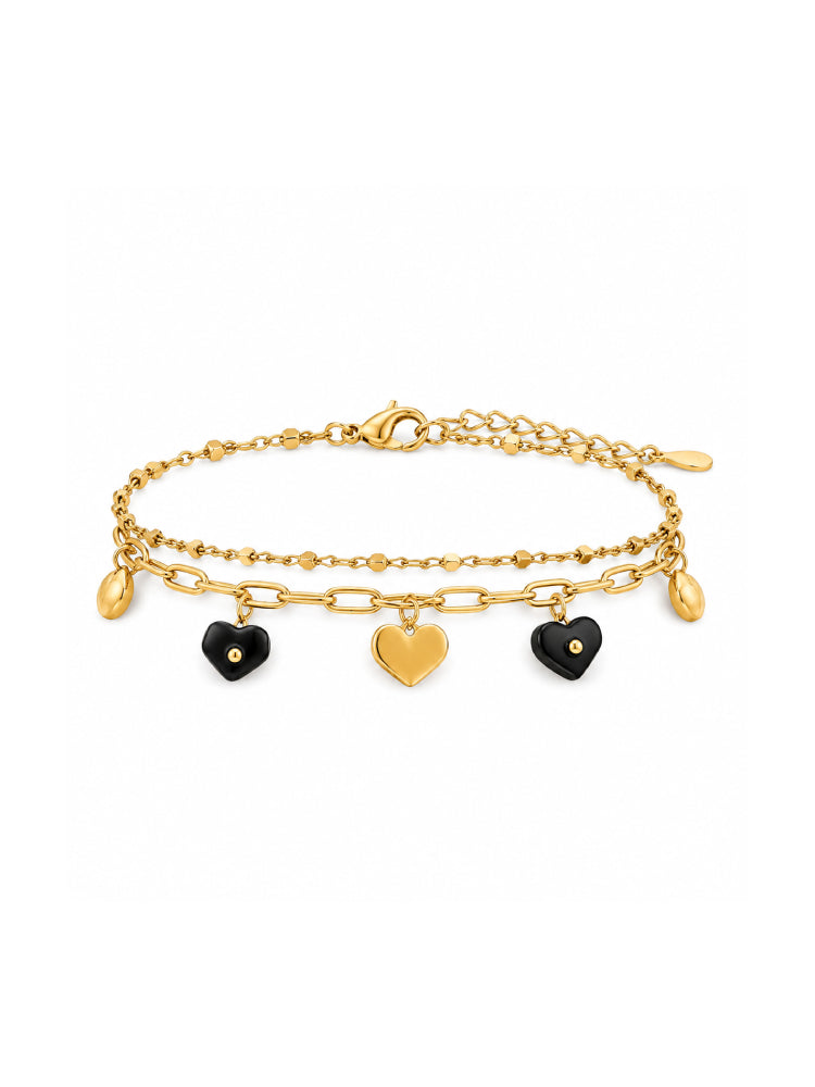 Pulsera Corazones Negro