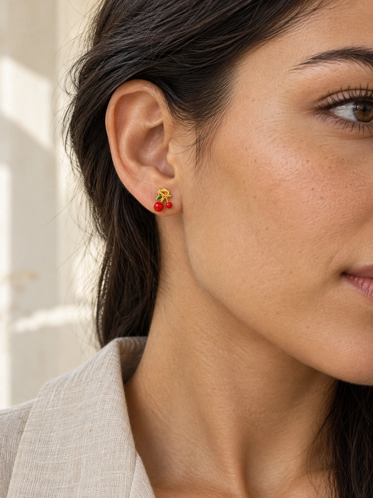 Aretes Cerezas Rojas