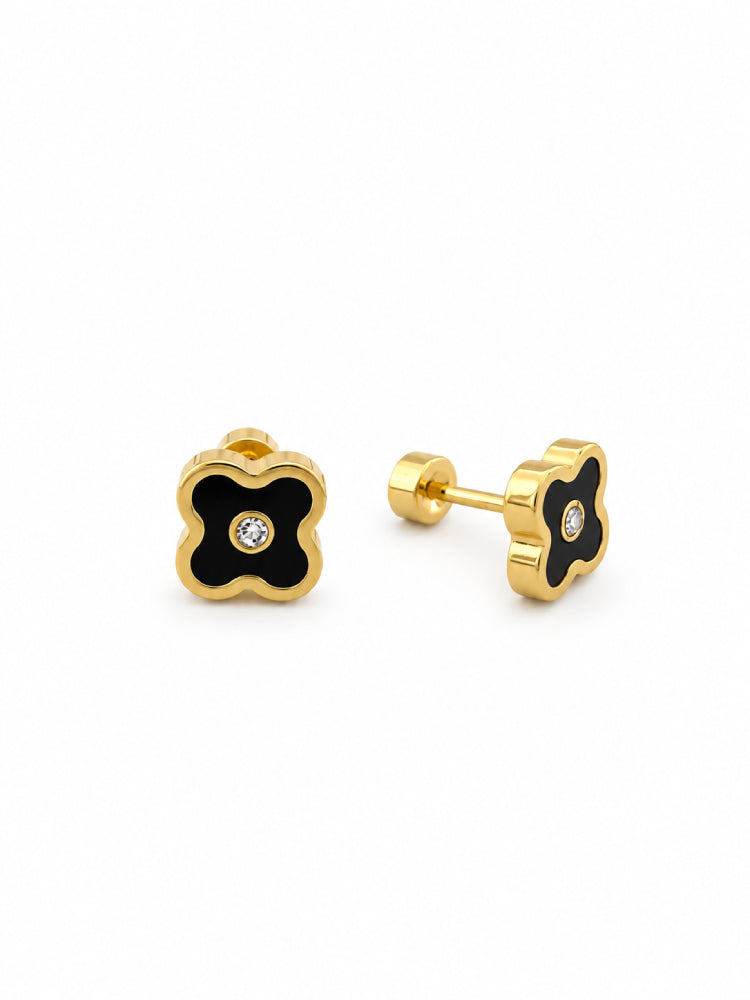Aretes Ortopédicos Trébol Negro