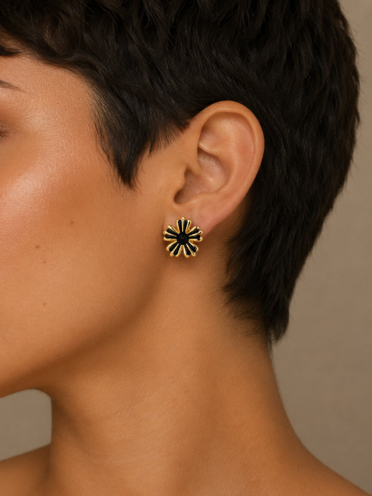 Aretes Flor Aurora Negra