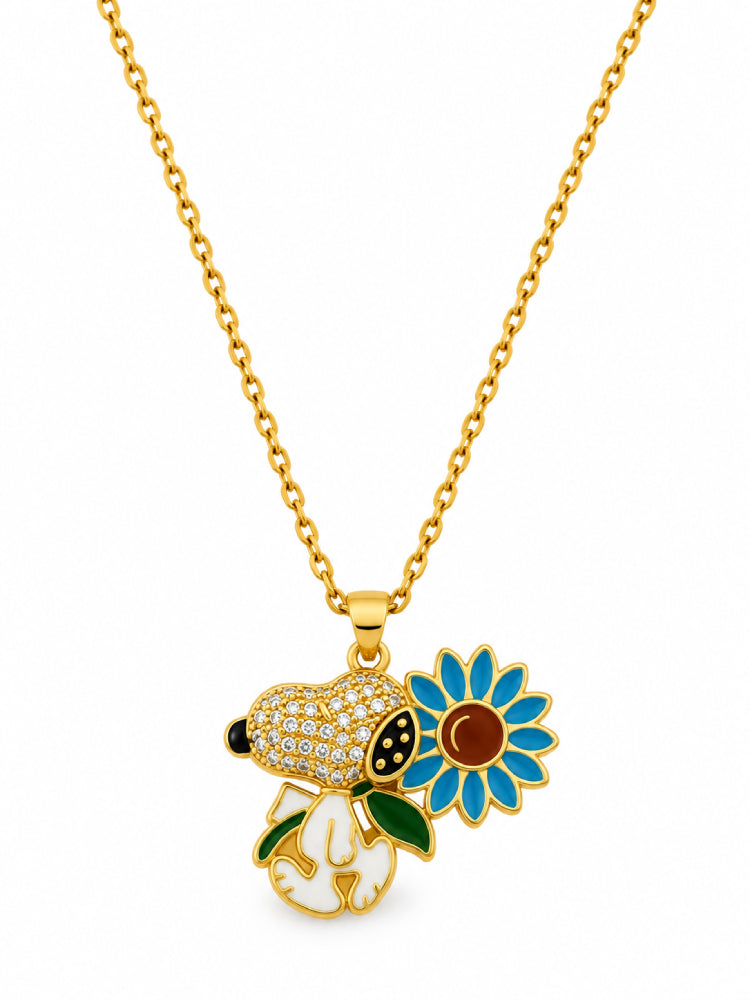 Collar Snoopy Flor Azul