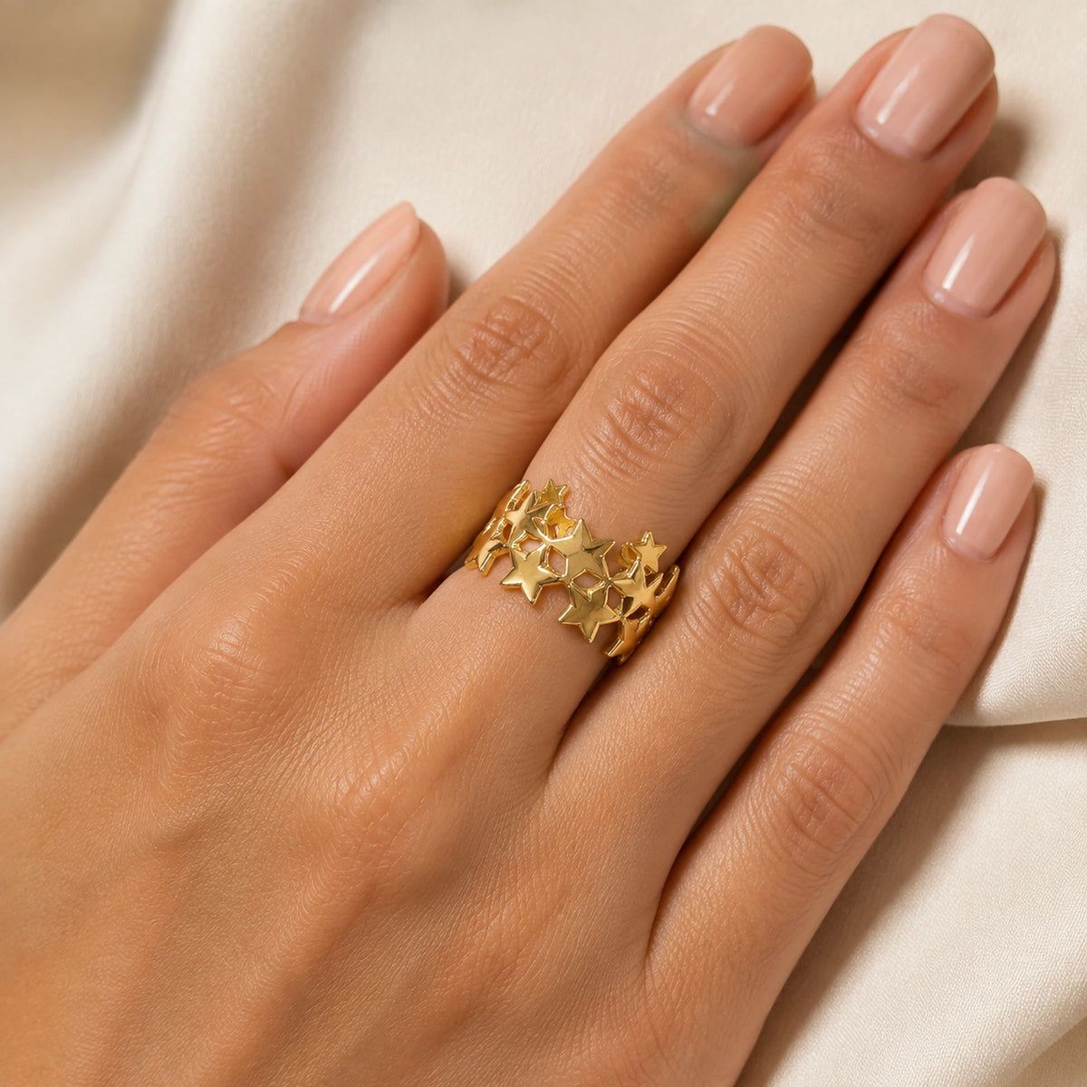 Anillo Ajustable Estrellas Doradas