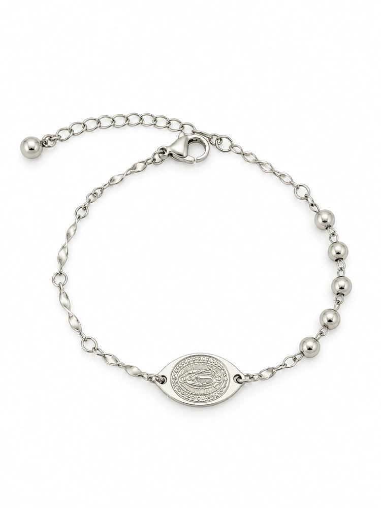 Pulsera Medalla de Fe Plateada