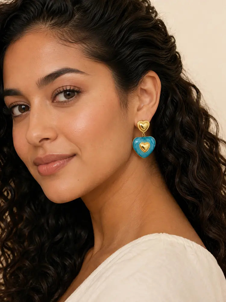 Aretes Corazón Turquesa