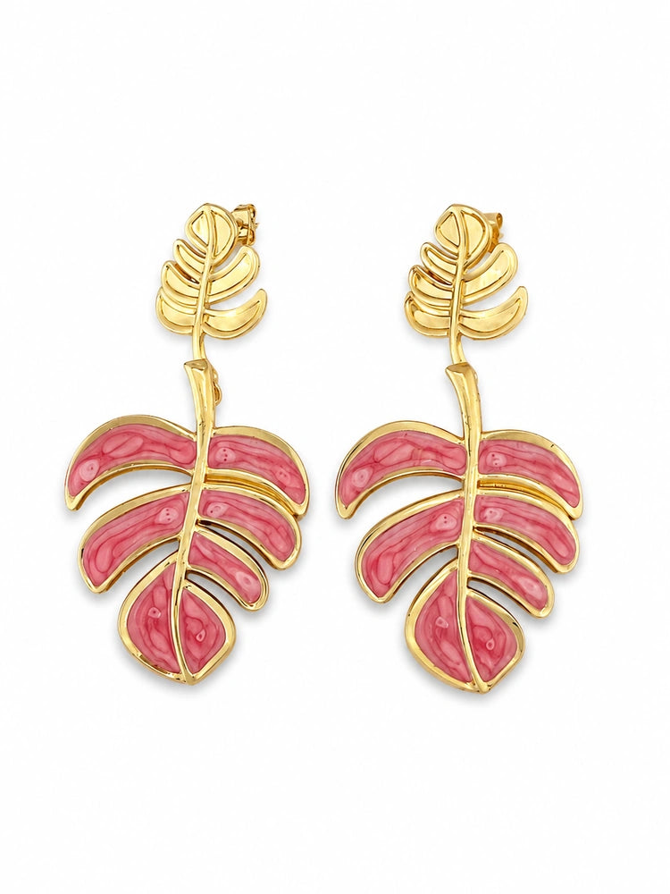 Aretes Hoja Fucsia