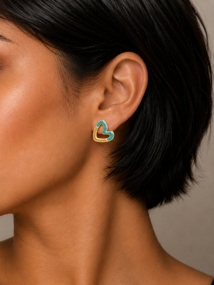 Aretes Corazón Turquesa