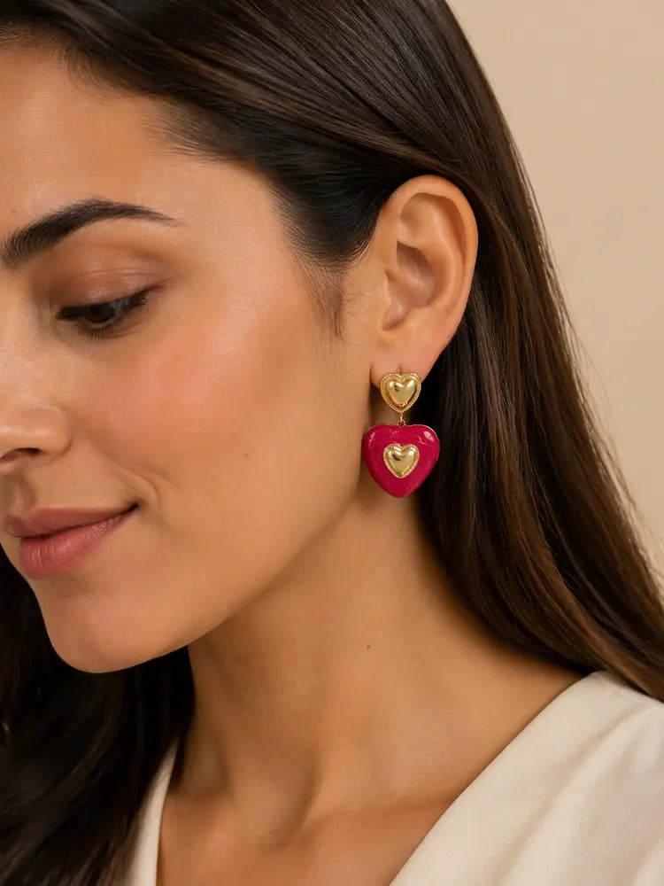 Aretes Corazón Carmesí