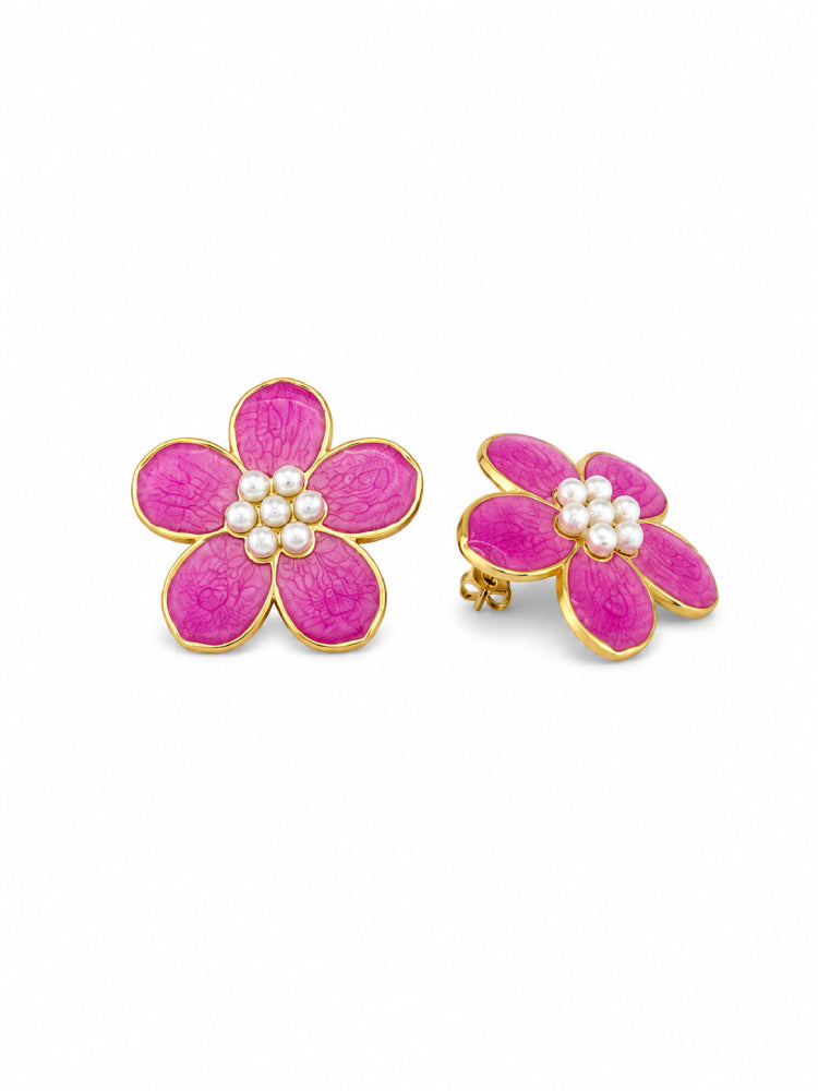Aretes Flor Fucsia