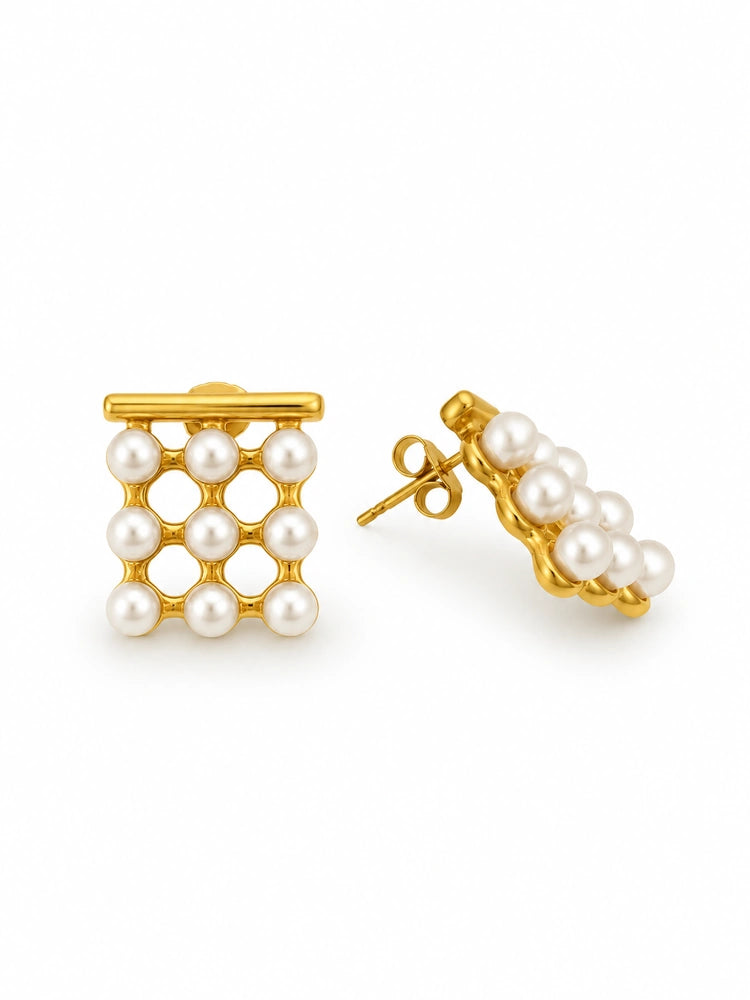 Aretes Malla de Perlas
