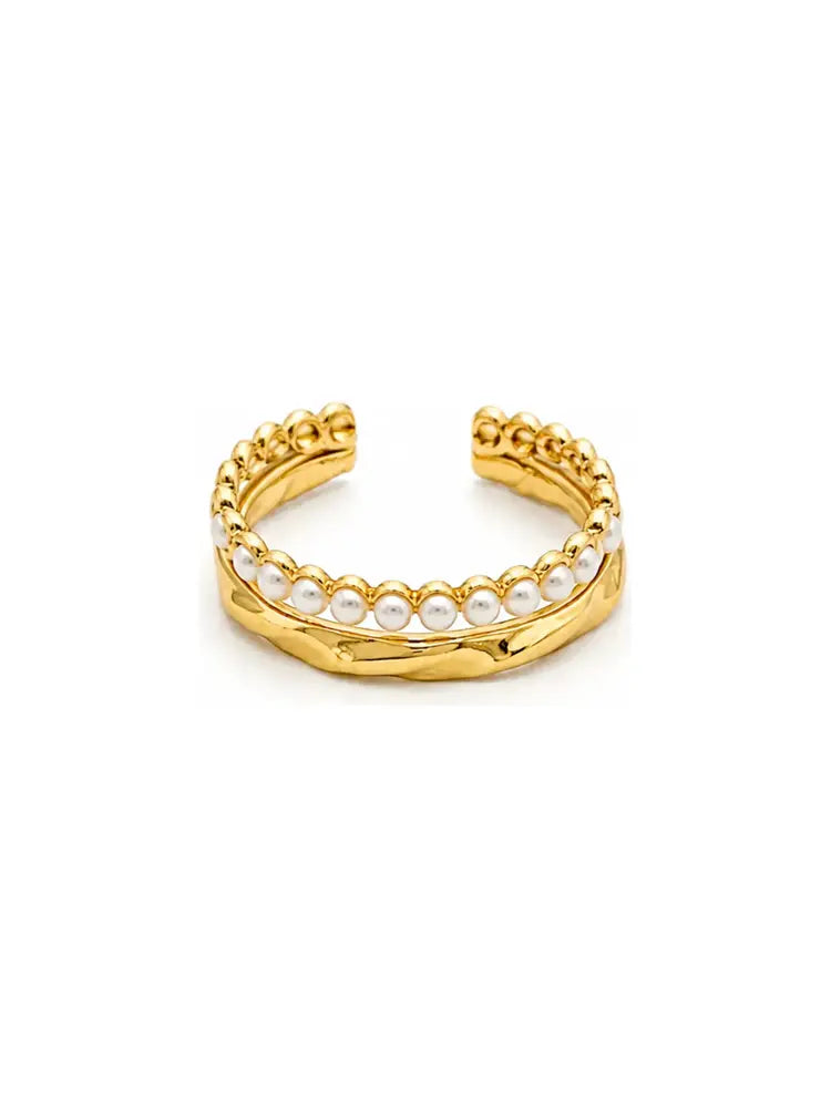 Anillo Ajustable Doble Línea Dorada
