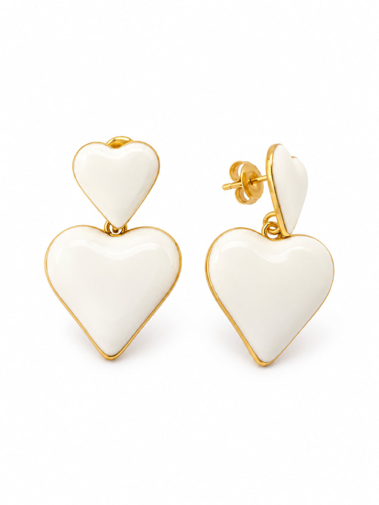 Aretes Doble Amor blancos