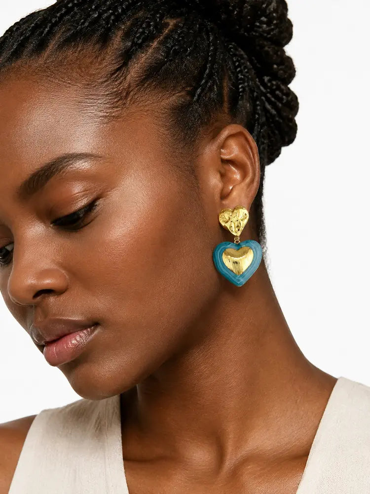 Aretes Corazón Aqua