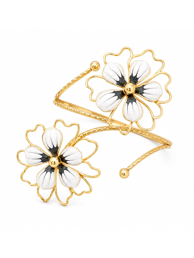 Brazalete Flores Blanco y Negro