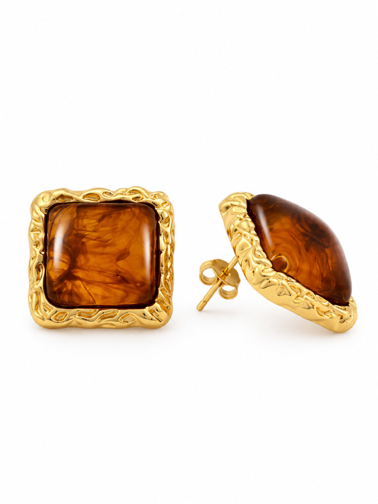 Aretes Cuadro Caramelo