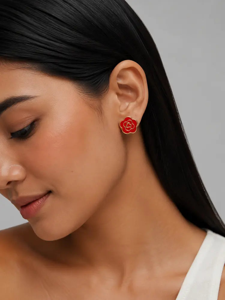 Aretes Flor Rubí
